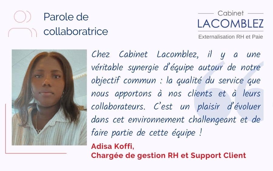 Rencontre avec Adisa Koffi, Chargée de gestion RH et Support Client chez Cabinet Lacomblez