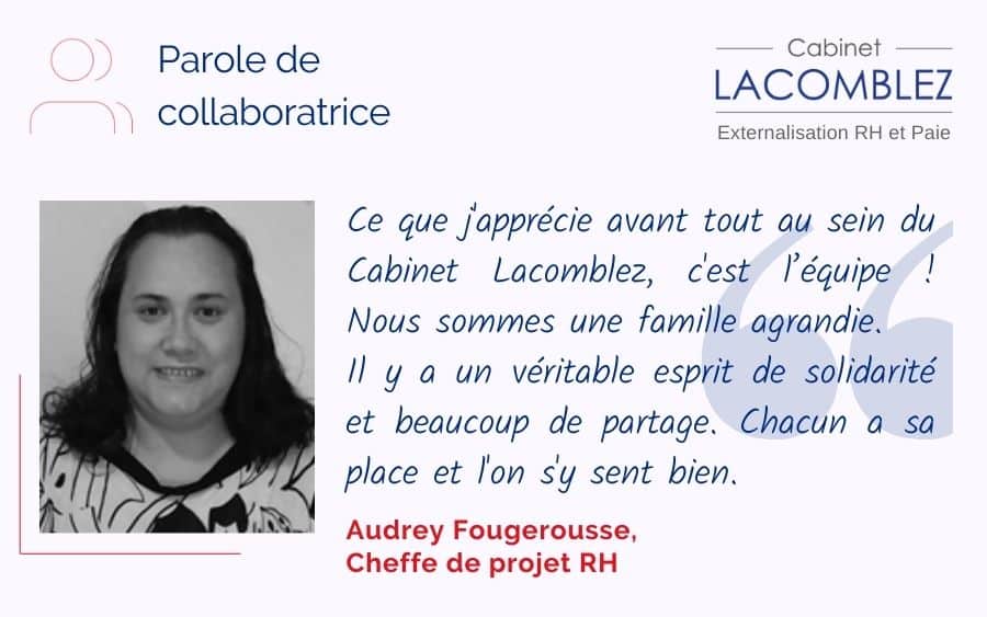Témoignage d’Audrey Fougerousse, cheffe de projet RH au sein du Cabinet depuis 2003